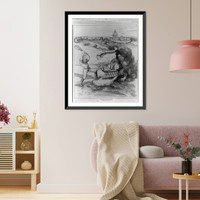 Historic Framed Print, Which will win? the famer or the railroad monster?,  17-7/8" x 21-7/8"