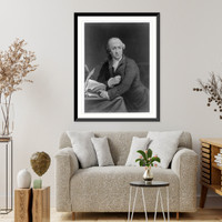 Historic Framed Print, [David Garrick, 1717-1779, half-length portrait, seated, facing front],  17-7/8" x 21-7/8"