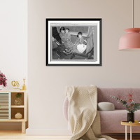 Mother and three children on train from Los Angeles to Manzanar, Vintage Wall Art
