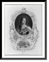 William III, King of Great Britain, 1650-1702, head-and-shoulders portrait, facing right, with historical vignette of his landing at Torbay, 1688, Antique Print