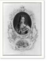 William III, King of Great Britain, 1650-1702, head-and-shoulders portrait, facing right, with historical vignette of his landing at Torbay, 1688, Antique Print