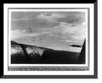 Historic Framed Print, [Distant view of aerial dogfight over England],  17-7/8" x 21-7/8"