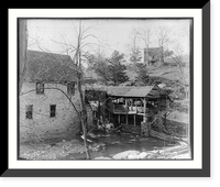 Stone saw mill with water wheel, Lexington, Va, Historic Print