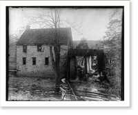 Stone sawmill with water wheel - side view, Lexington, Va, Antique Wall Art