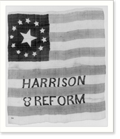 Harrison & reform - campaign (poster?) of flag with 7 white stripes, 6 white stripes and 13 stars Classic, Historic Reproduction