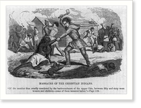Massacre of the Christian Indians. cruelly murdered by the backwoodsmen of the Upper Ohio, Vintage Print