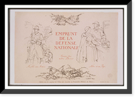 Historic Framed Print, Emprunt de la Deacutefense Nationale. Faisons tous notre devoir. Nos fils aux armeacutees. Notre or au pays,  17-7/8" x 21-7/8"
