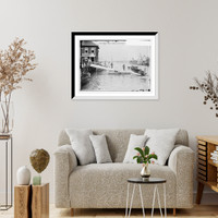 Historic Framed Print, N.Y. Yacht Club Landing - Newport - 2,  17-7/8" x 21-7/8"