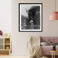 Theodore Roosevelt, full, standing, speaking on train platform, left profile, Historic Reproduction