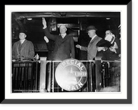 Herbert Hoover, three-quarters length, standing on rear platform of special campaign train, with Lawrence Richey, Richard Gervis, and Dr. Joel T. Boone, Antique Wall Art