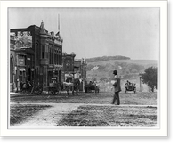 Iowa. Audobon. Street scene including: horse-drawn wagon, one advertising a Chautauqua meeting; automobile; circus poster on side of building, Vintage Wall Art