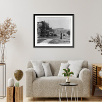Iowa. Audobon. Street scene including: horse-drawn wagon, one advertising a Chautauqua meeting; automobile; circus poster on side of building, Vintage Wall Art