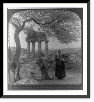 Historic Framed Print, Where almond trees bloom beside the ruined temple of Castor and Pollux, N.W. Girgenti, Sicily,  17-7/8" x 21-7/8"