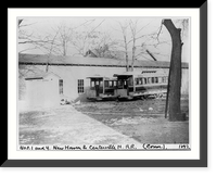 Conn. - New Haven - horse-drawn street railway cars of New Haven & Centerville H.R.R.: cars nos. 1 & 4 beside car barn Classic, Historic Print