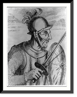 Diego de Almagro, 1475-1538, head-and-shoulders portrait, with sword and shield, facing right, Historic Print