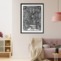Historic Framed Print, [Charles VII, king of France, 1403-1461, full, seated on throne, surrounded by court],  17-7/8" x 21-7/8"