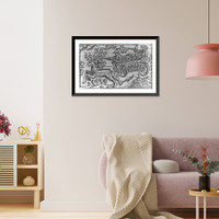 Historic Framed Print, [Illustration of activities of Lapps and Finns: reindeer pair drawing loaded wagon; 1 man driving & the other shooting rabbits with bow & arrow],  17-7/8" x 21-7/8"