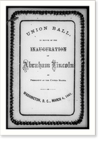Unused copy of the dance cards prepared for the Union Ball in honor of hte inauguration of Abraham Lincoln on March 4, 1861: cover, Historic Reproduction