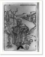 Jean de Gerson, 1362?01428, full, standing, facing left, carrying shield and staff, Vintage Poster