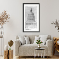 Historic Framed Print, [D.C. Wash. - U.S. Capitol (dome and statue): dome with statue of Liberty by Thomas Crawford which was adopted],  17-7/8" x 21-7/8"