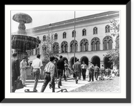 Historic Framed Print, [Photo illus. West German Education" (LCQJ Jan. '68): students crossing School Square of University of Munich; old building in background]",  17-7/8" x 21-7/8"