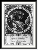 Cumaean Sibyl - head and shoulders, holding open book, Antique Poster