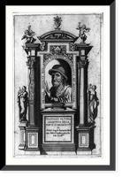 Michaelangelo, bust, facing left, holding brushes, Antique Print