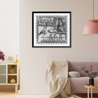 Historic Framed Print, [Woodcuts used to illus. Fables from incunabula...1966: courtroom scene of animals, 1570 - item 38],  17-7/8" x 21-7/8"
