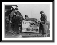 The 1st parcel being handed into the 1st Chicago to Germany air mail plane, Vintage Poster