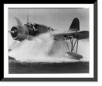 Kingfisher" observation-scout plane making pontoon landing after submarine patrol" Classic, Historic Reproduction