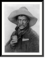 Tradecard for Wiedemann Beer: old cowboy holding glass of Wiedemann's, Vintage Wall Art