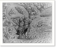 Johannes Staden arrives at unknown island and finds Portugese already there. Supraway, 18 miles from S. Vincentii Insula, Antique Wall Art