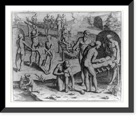 Historic Framed Print, Carius, an Indian from a different tribe, is slaughtered and eaten by the Tuppin Inwa, who are keeping Johannes Staden in Prison, 1554,  17-7/8" x 21-7/8"