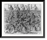 Historic Framed Print, Mandioka root [being[ prepared by Indian women to produced a liquid brew. This makes the tribesmen drunk,  17-7/8" x 21-7/8"