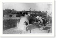 Historic Framed Print, [Indian woman baking in outdoor oven. Par-dah-weh"; Southwestern U.S.]",  17-7/8" x 21-7/8"