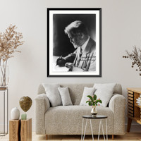 Robert Latou Dickinson, 1861-1950, head-and-shoulders portrait, left profile, writing at desk Classic, Antique Wall Art