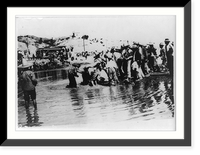 Historic Framed Print, [Mexican Insurrectos before the Battle of Juarez: : Insurrectos scrambling for oranges [in Rio Gr.] at El Paso"]",  17-7/8" x 21-7/8"