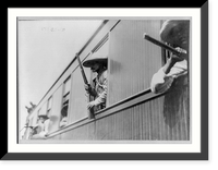 Close-up of insurrectors with rifles leaning out of railroad train windows, Antique Wall Art