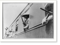 Close-up of insurrectors with rifles leaning out of railroad train windows, Antique Wall Art