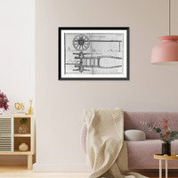 Elevation of a sling cart and plan of a sling cart, Vintage Poster