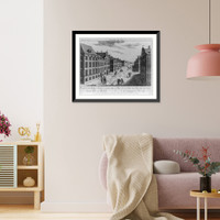Historic Framed Print, Vu&euml; de Boston. Prospect der K&ouml;nnig Strasse gegen das land thor zu Boston Vu&euml; de la Rue du Roi vers la porte de la campagne a Boston.grav&eacute; par Francois Xav. Habermann.,  17-7/8" x 21-7/8"