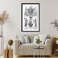 The armorial bearings of the states of Massachusetts & N. York, Antique Poster