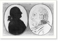 Historic Framed Print, [Silhouette of George Washington and bust portrait of Benjamin Franklin],  17-7/8" x 21-7/8"