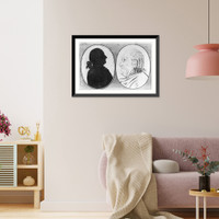 Historic Framed Print, [Silhouette of George Washington and bust portrait of Benjamin Franklin],  17-7/8" x 21-7/8"