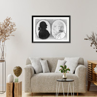 Historic Framed Print, [Silhouette of George Washington and bust portrait of Benjamin Franklin],  17-7/8" x 21-7/8"