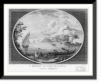 Historic Framed Print, L'entr&eacute;e au port de Boston - dans l'Am&eacute;rique.Vernet pinxit ; F.A. Annert sc.,  17-7/8" x 21-7/8"