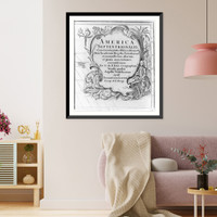 Cartouche showing allegory on America.G.F. Lotter sculps, Historic Print