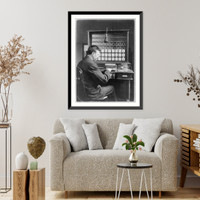 Historic Framed Print, [U.S. Census Bureau machines and operators],  17-7/8" x 21-7/8"