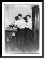 N.Y.C. Police HQ - taking Bertillion measurements for identifying prisoners (fingerprints), Vintage Poster