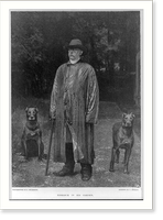 Otto Furst von Bismarck, 1815-1890, full-length portrait, standing in his garden with two dogs, Vintage Print